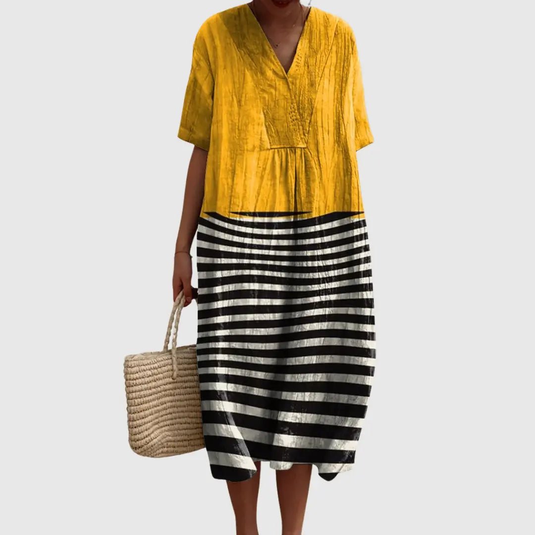 Nora | Striped Contrast Midi Dress