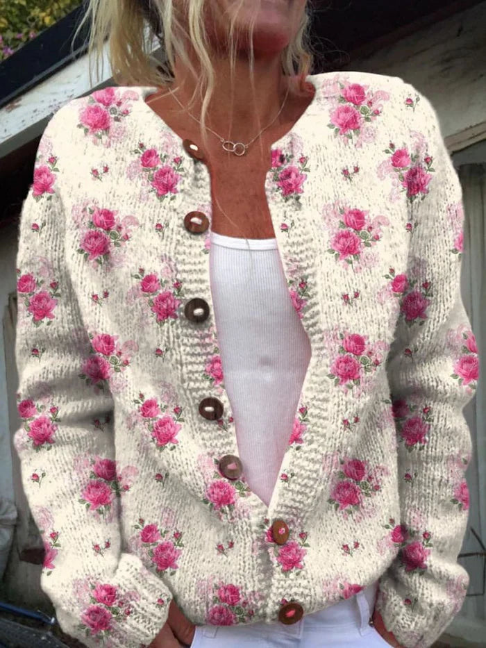 Watercolor French Rose Cardigan
