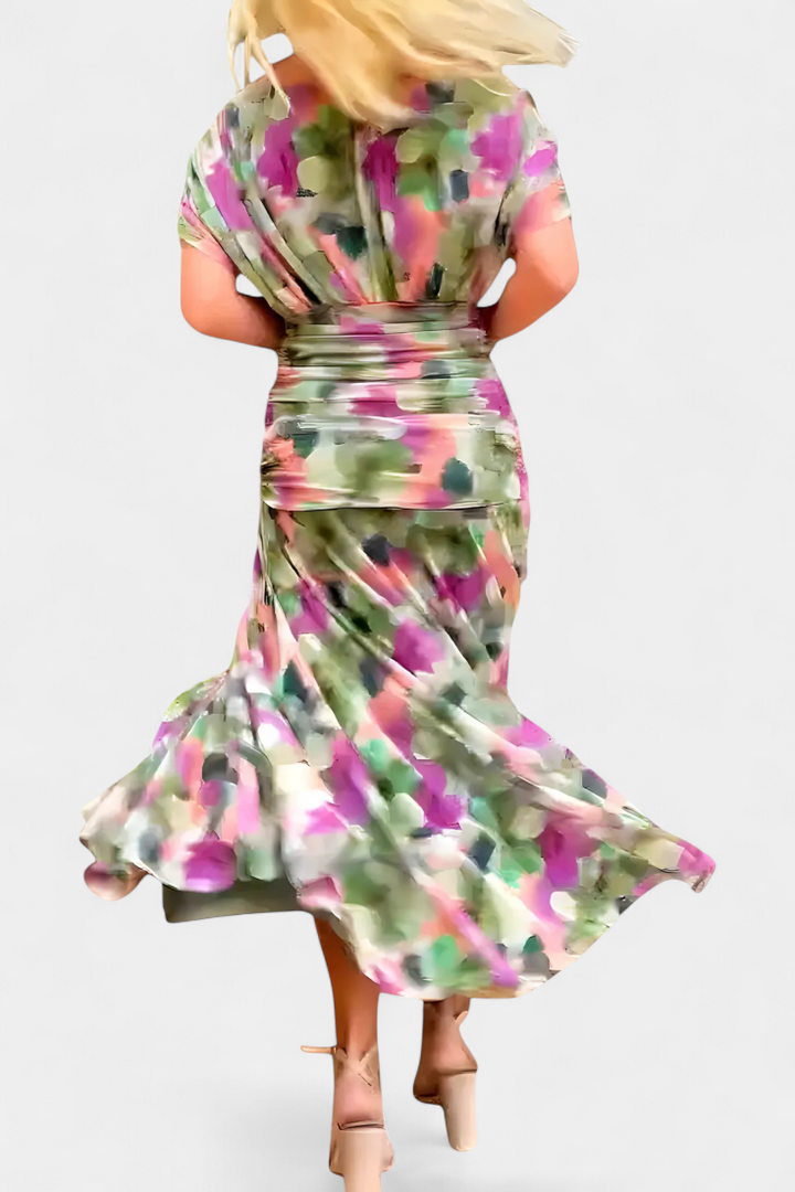 Dawn™ | Long Floral V-Neck Dress
