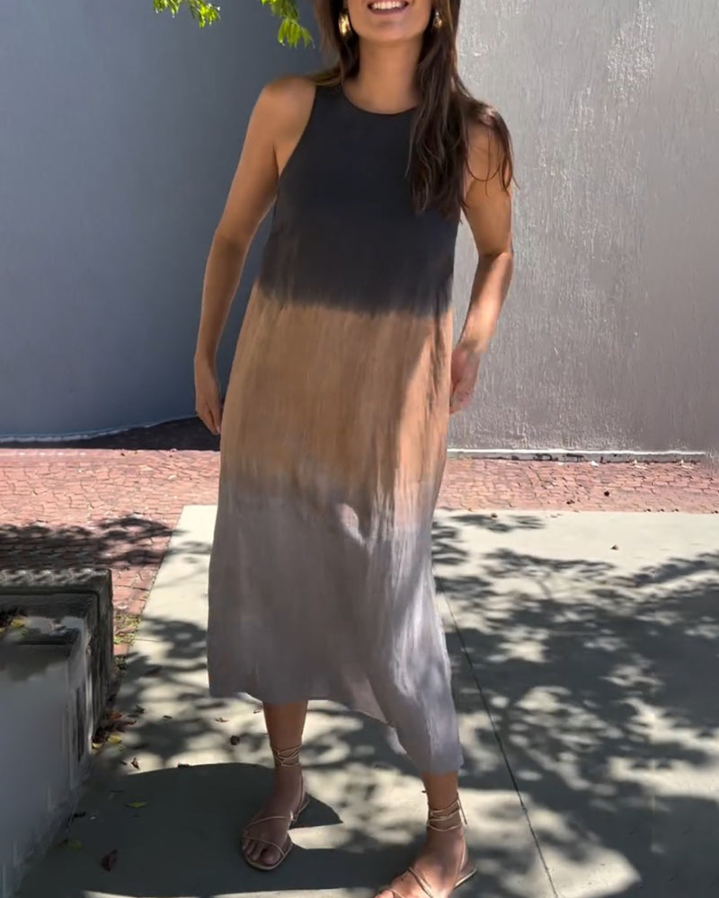 Carys - Sleeveless Round Neck Gradient Dress
