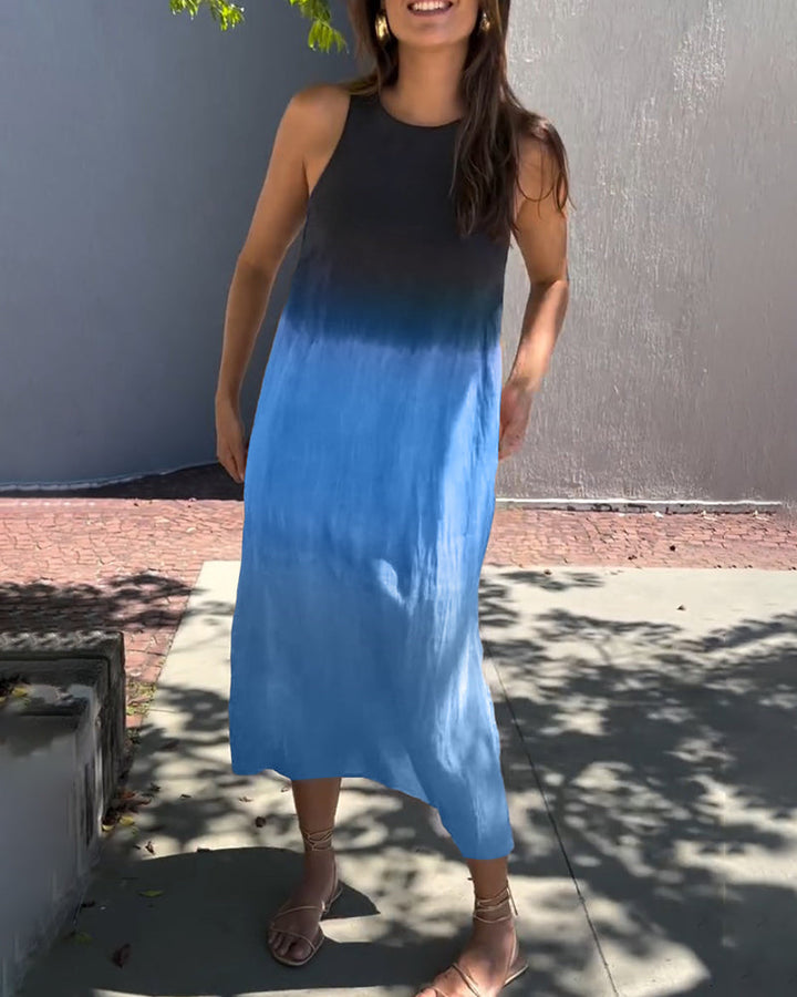 Carys - Sleeveless Round Neck Gradient Dress