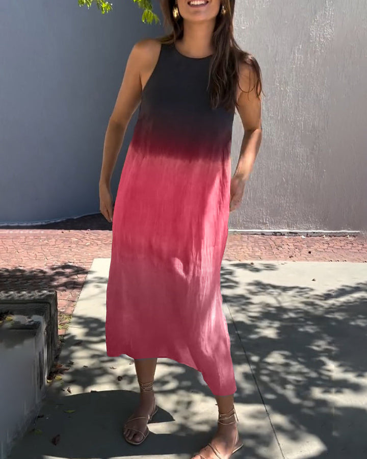 Carys - Sleeveless Round Neck Gradient Dress
