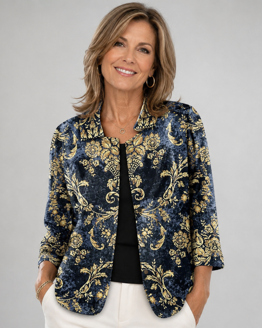 Nolwen | Baroque Scrollwork Open Shirt Blouse