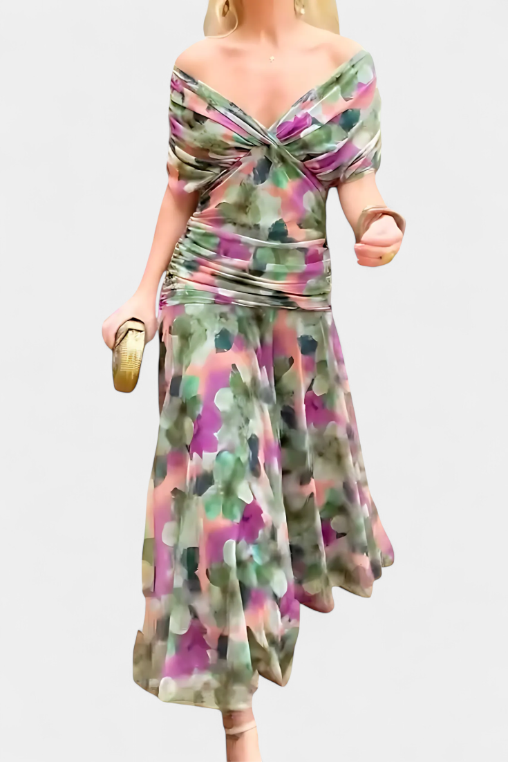 Dawn™ | Long Floral V-Neck Dress