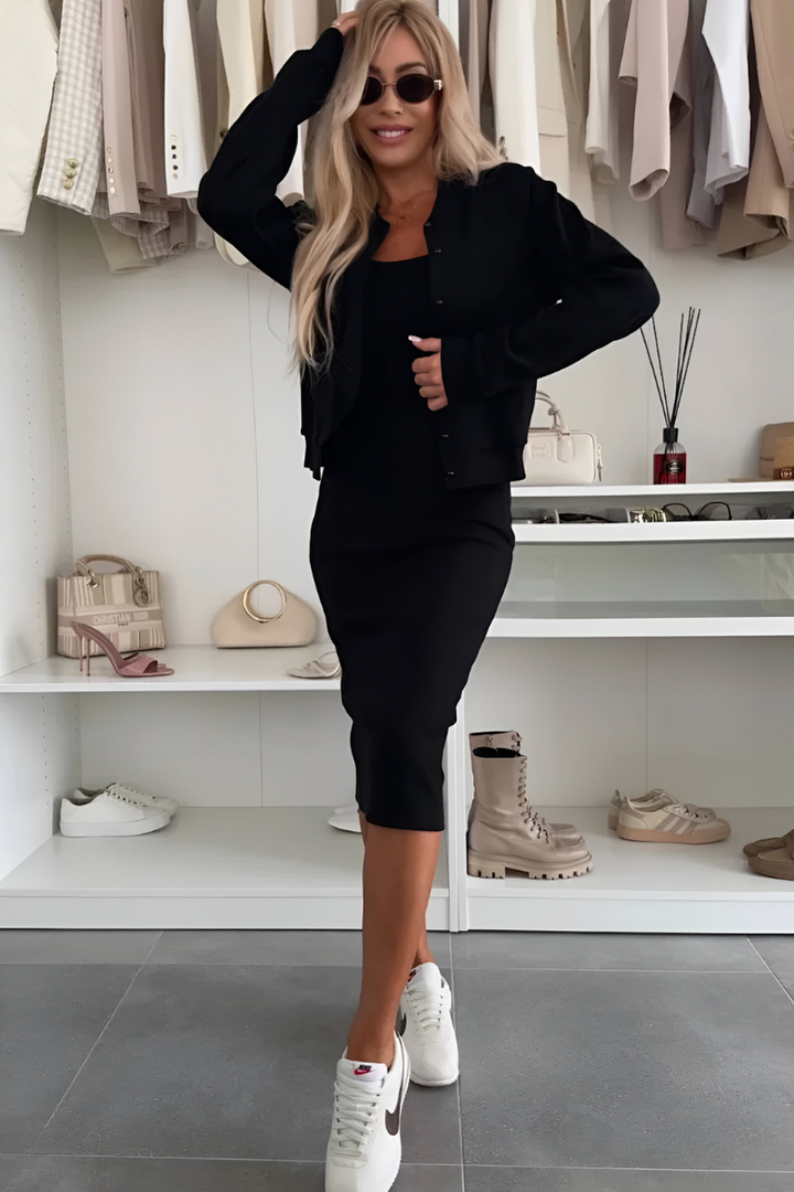 Rhonda | Casual Midi Dress With Cardigan
