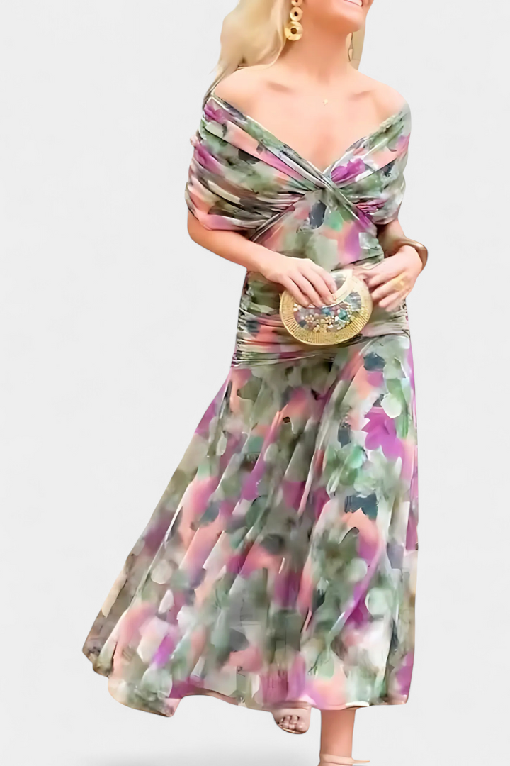 Dawn™ | Long Floral V-Neck Dress
