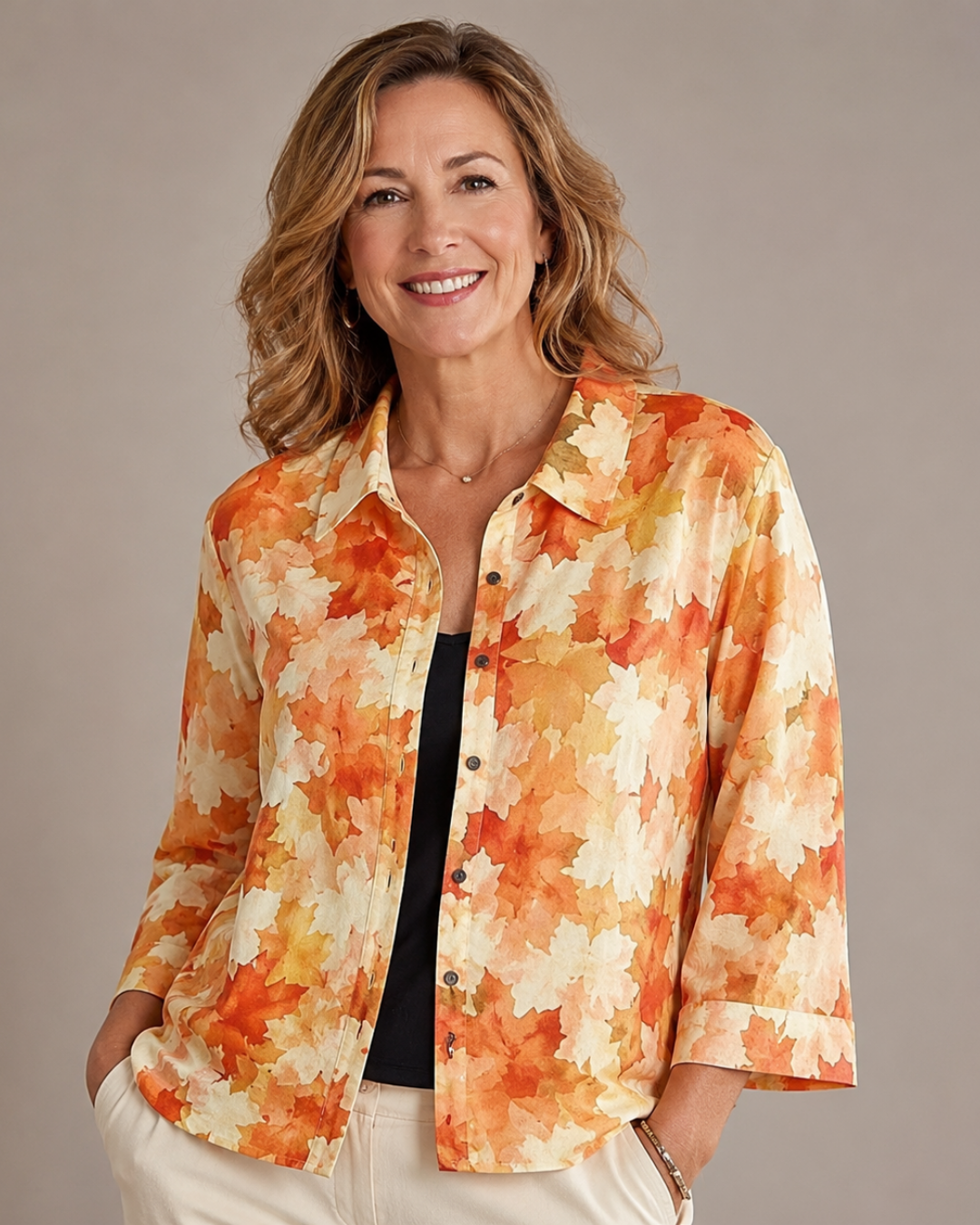 Laurentine | Watercolour Leaf Print Relaxed Blouse