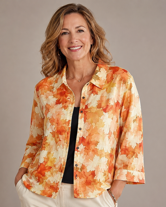 Laurentine | Watercolour Leaf Print Relaxed Blouse