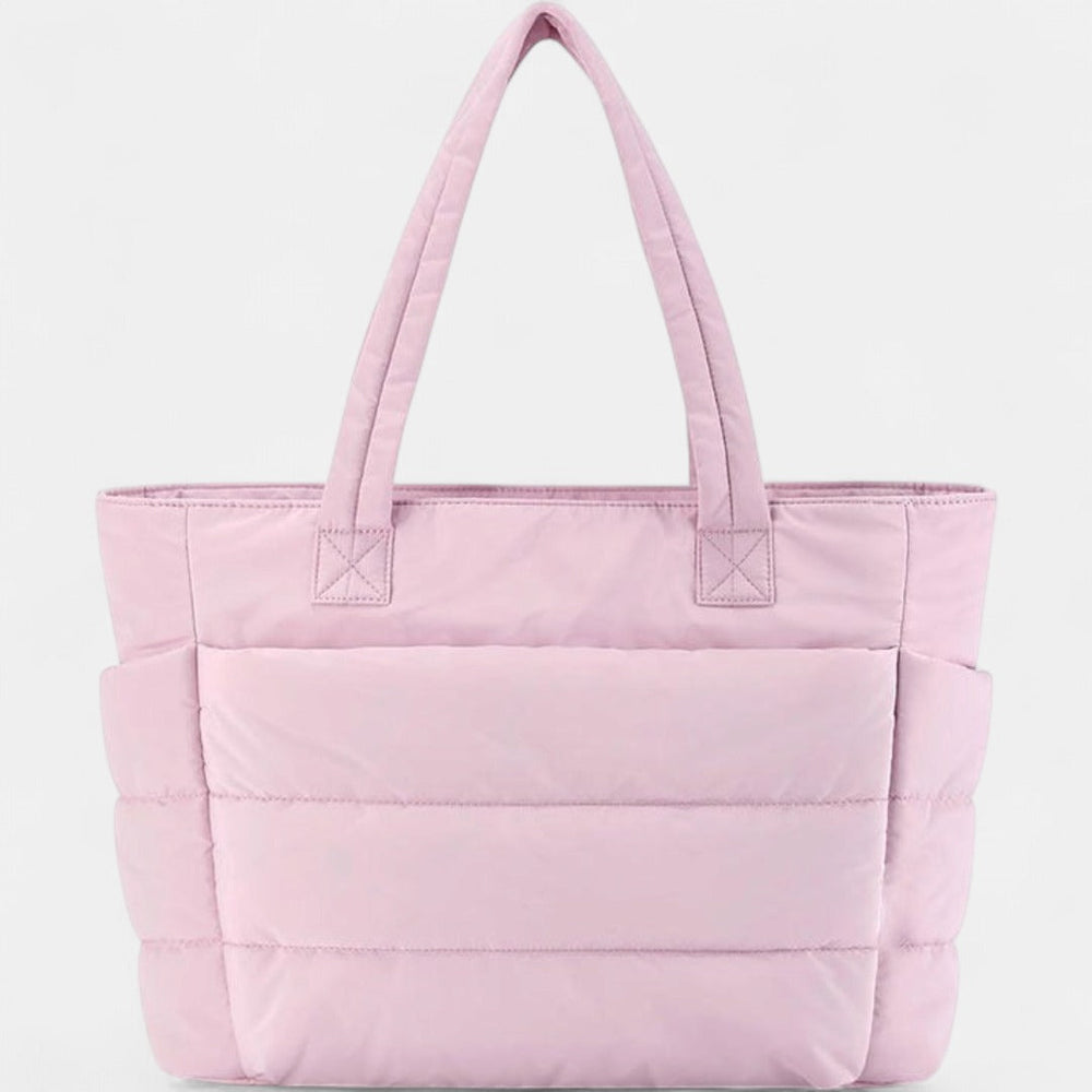 LILY | Cute Puffer Tote Bag with Laptop Compartment & Flower Print