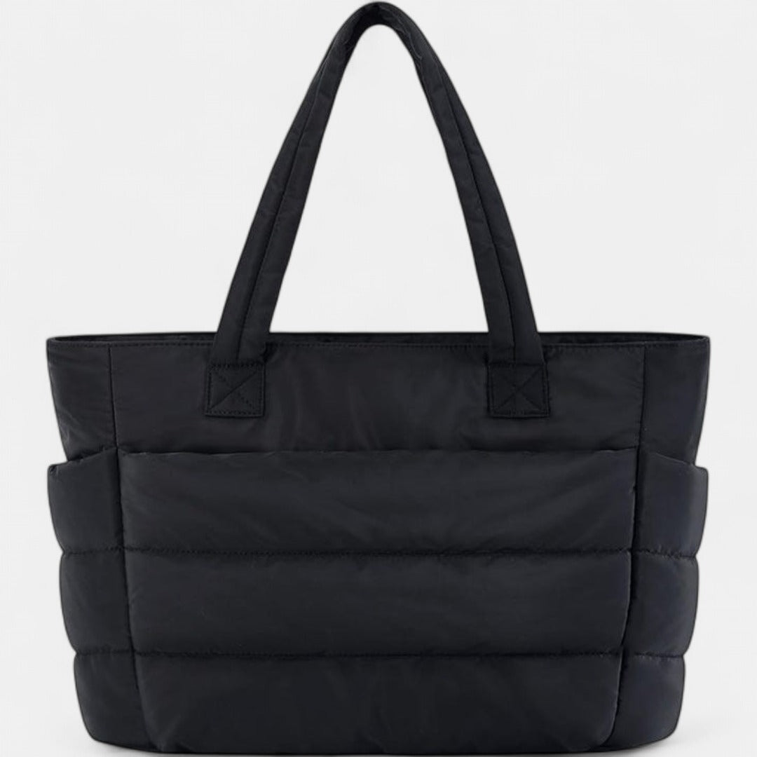 LILY | Cute Puffer Tote Bag with Laptop Compartment &amp; Flower Print