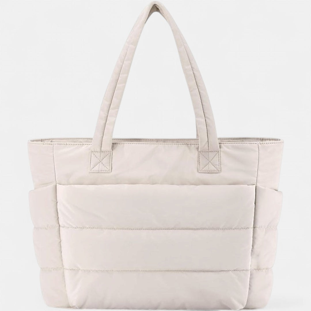LILY | Cute Puffer Tote Bag with Laptop Compartment &amp; Flower Print