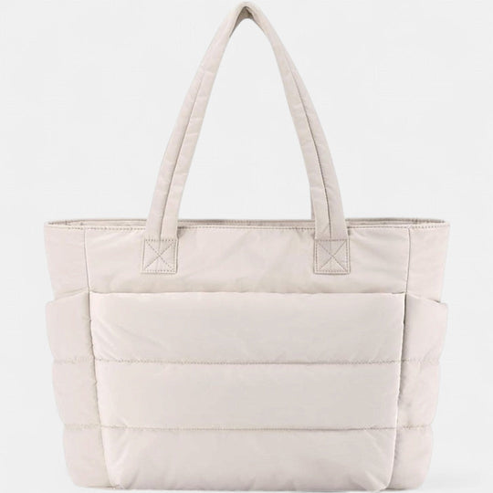 LILY | Cute Puffer Tote Bag with Laptop Compartment &amp; Flower Print
