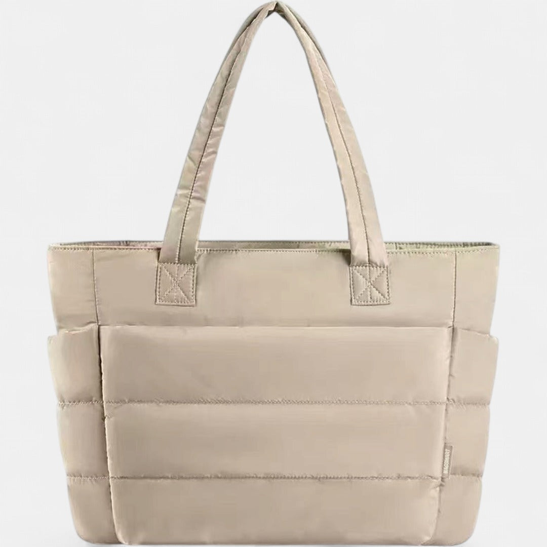 LILY | Cute Puffer Tote Bag with Laptop Compartment &amp; Flower Print