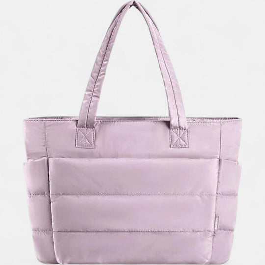 LILY | Cute Puffer Tote Bag with Laptop Compartment &amp; Flower Print