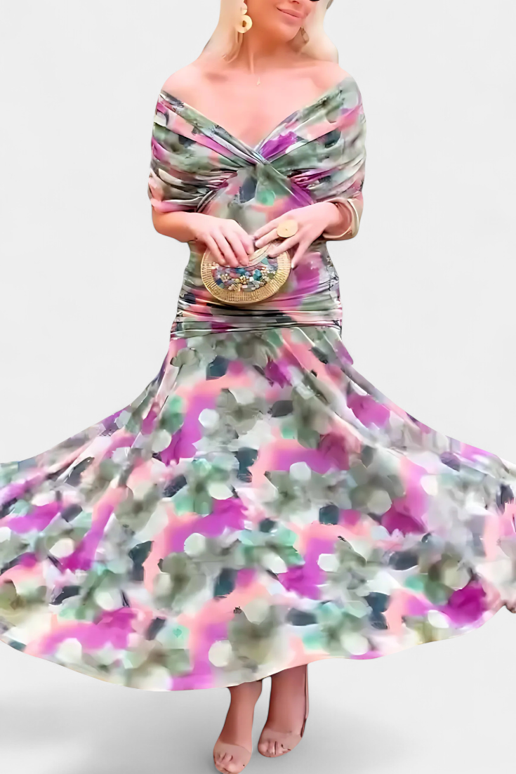 Dawn™ | Long Floral V-Neck Dress