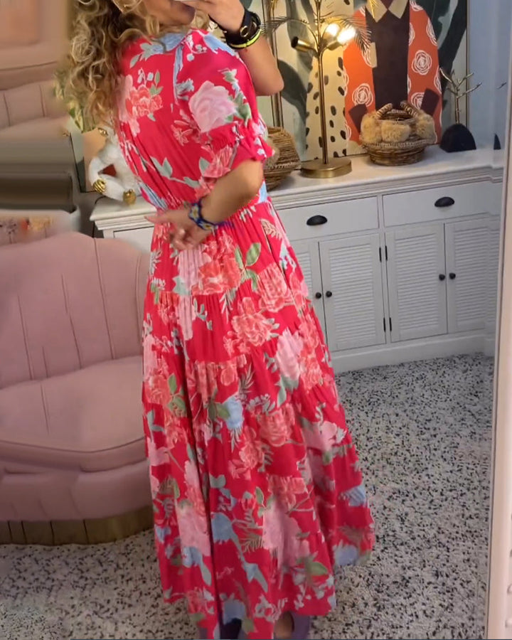 Catrisa ~ Floral Print V-neck Pocket Dress
