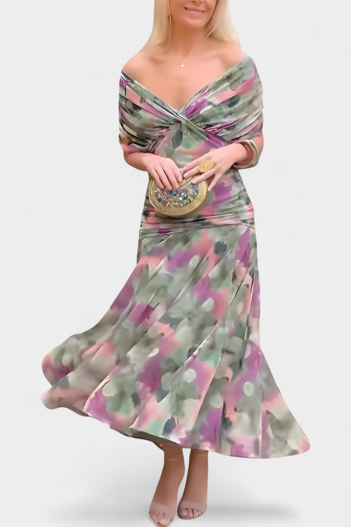 Dawn™ | Long Floral V-Neck Dress