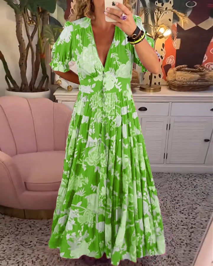 Catrisa ~ Floral Print V-neck Pocket Dress