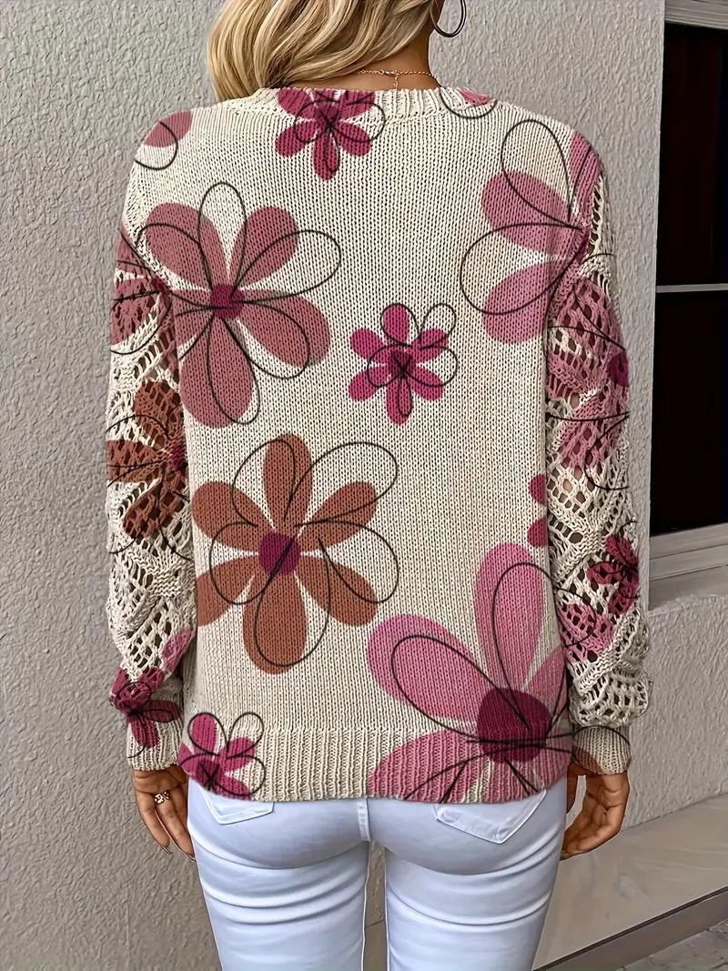 Marzena | Elegant Long Sleeve Sweater With Floral Print