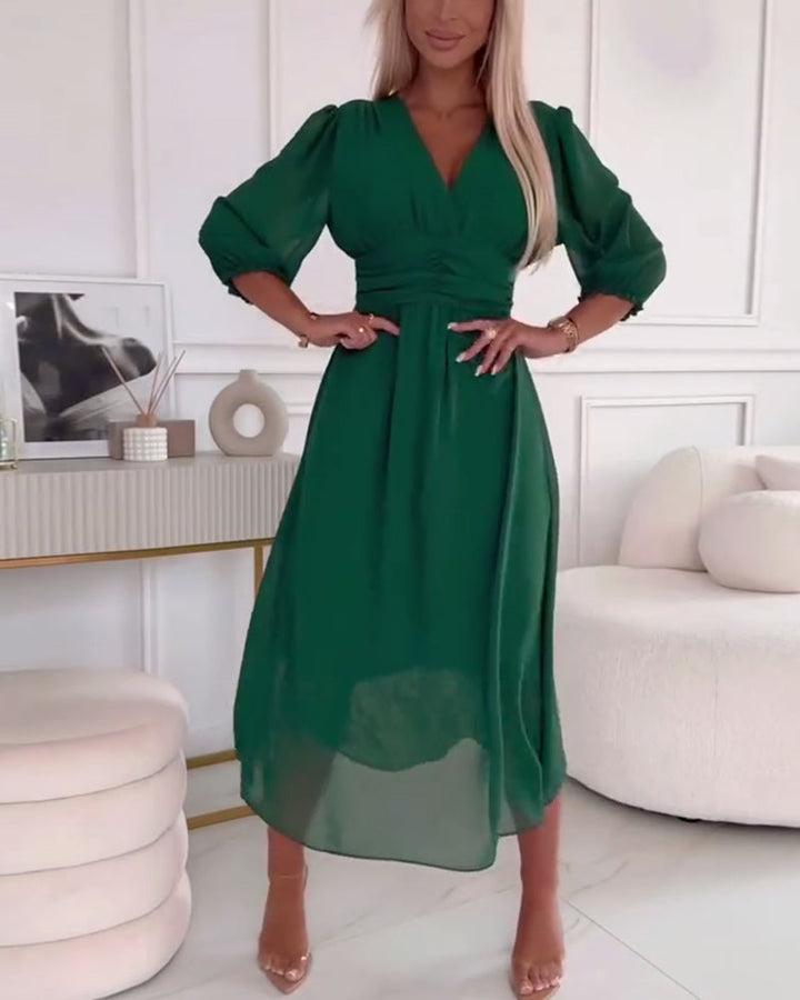 Elodie - Elegant Waist-Cinch Midi Dress