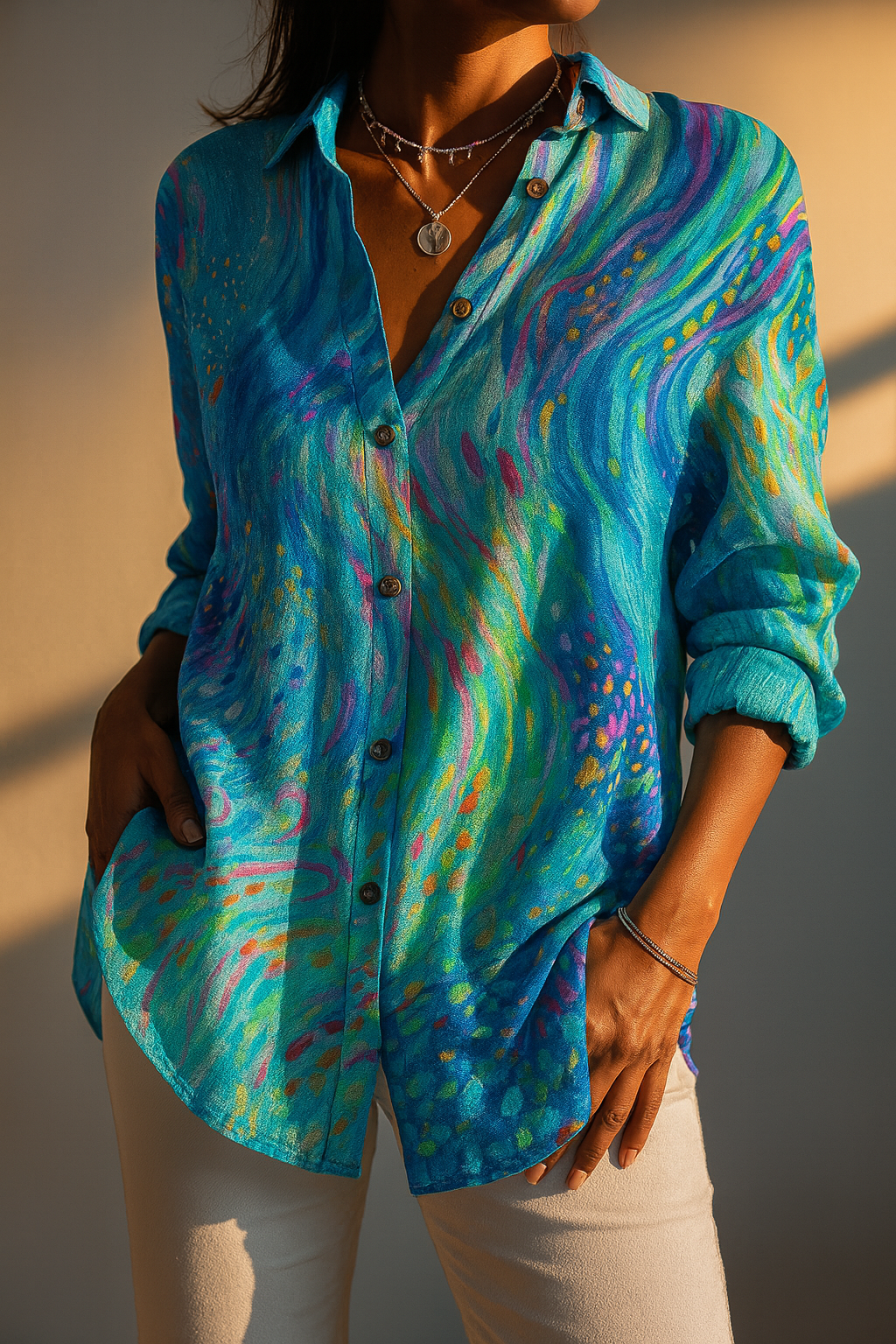 Laureen™ | Artistic Color Flow Blouse