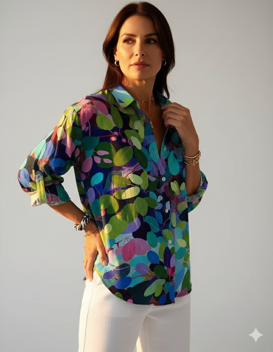 Pamela™ | Colorful Leaf Print Blouse