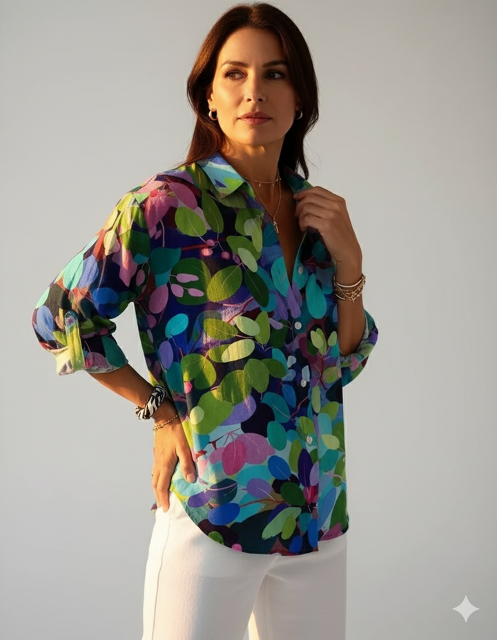 Pamela™ | Colorful Leaf Print Blouse