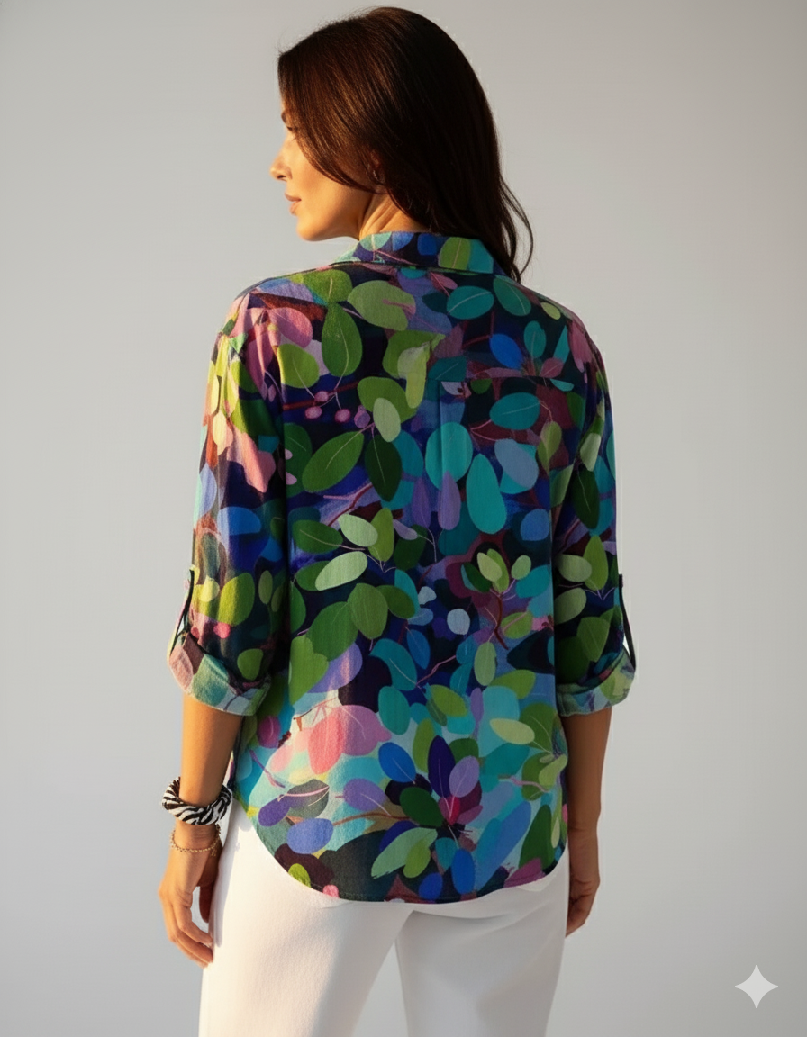 Pamela™ | Colorful Leaf Print Blouse