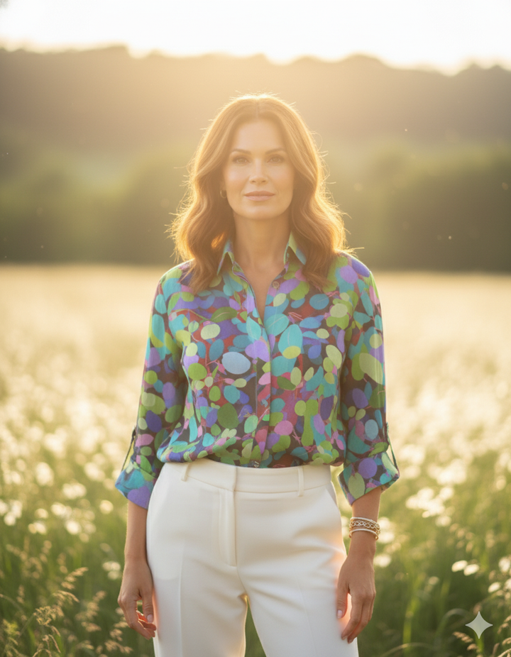 Pamela™ | Colorful Leaf Print Blouse