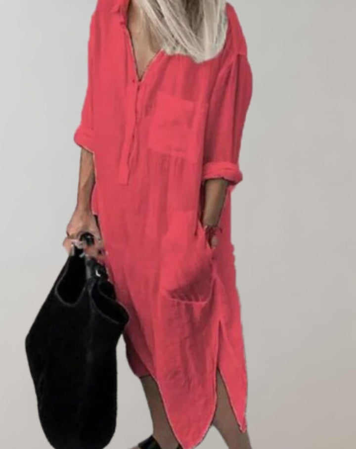 Aubrey - Casual Pocket Shirt Style Dress