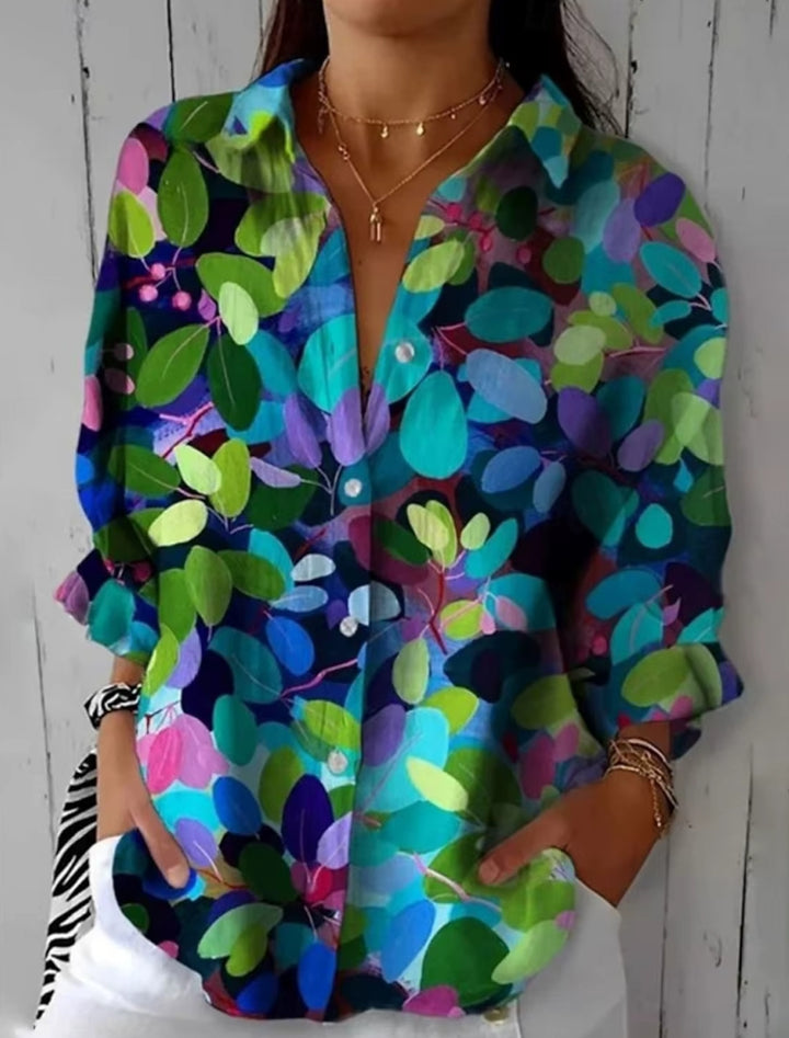 Pamela™ | Colorful Leaf Print Blouse