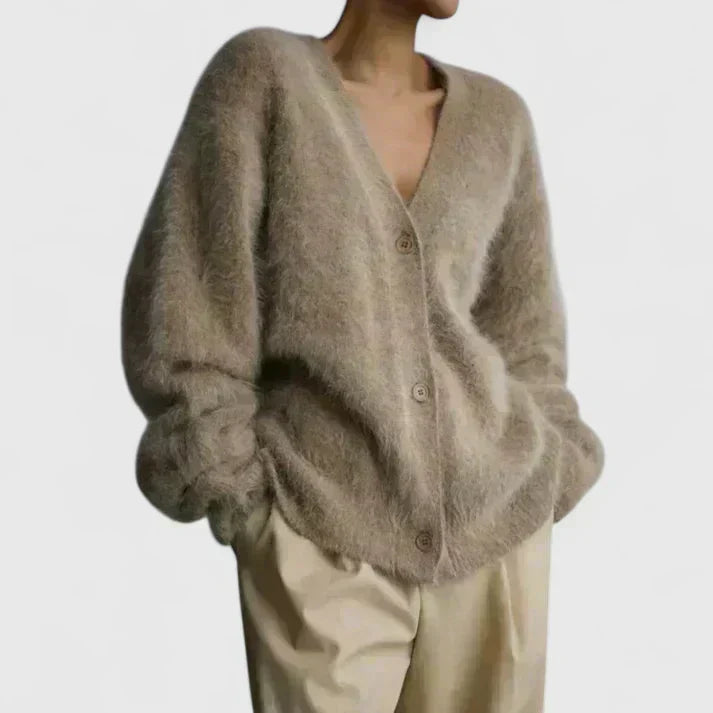 Women's Cardigan in Beige, White and Gray