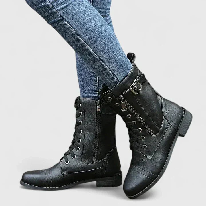Women's Comfort Boots in Light Brown, Black and Gray