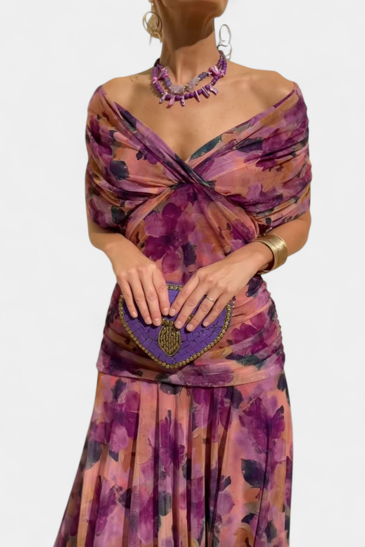 Dawn™ | Long Floral V-Neck Dress