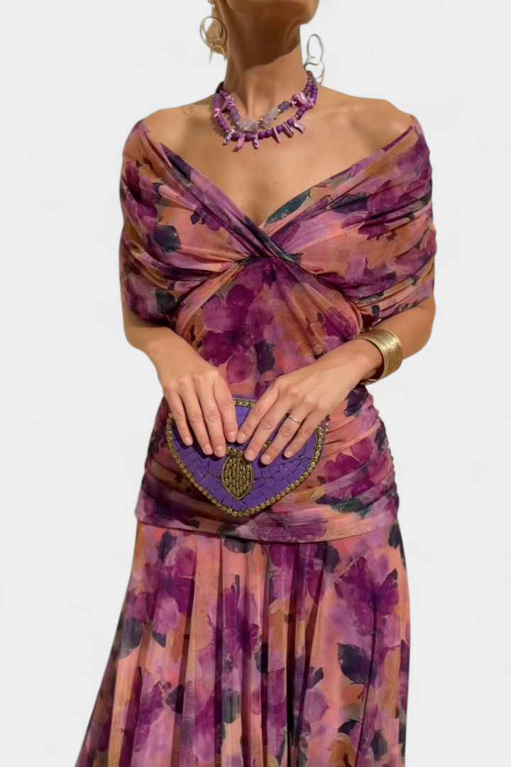 Dawn™ | Long Floral V-Neck Dress