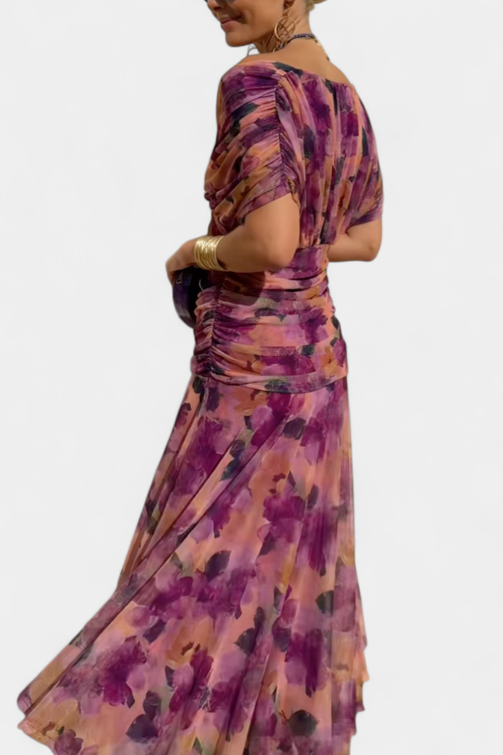 Dawn™ | Long Floral V-Neck Dress