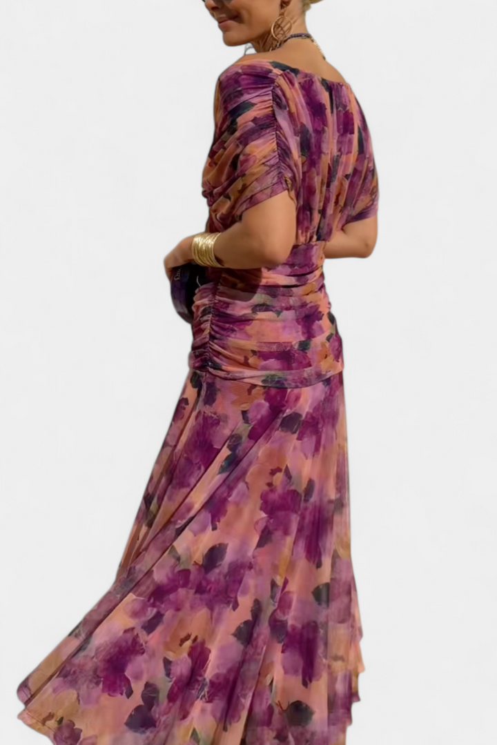 Dawn™ | Long Floral V-Neck Dress