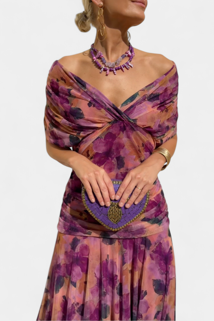 Dawn™ | Long Floral V-Neck Dress
