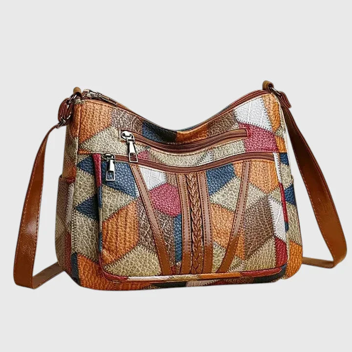 Women's Art Print Shoulder Bag in Brown