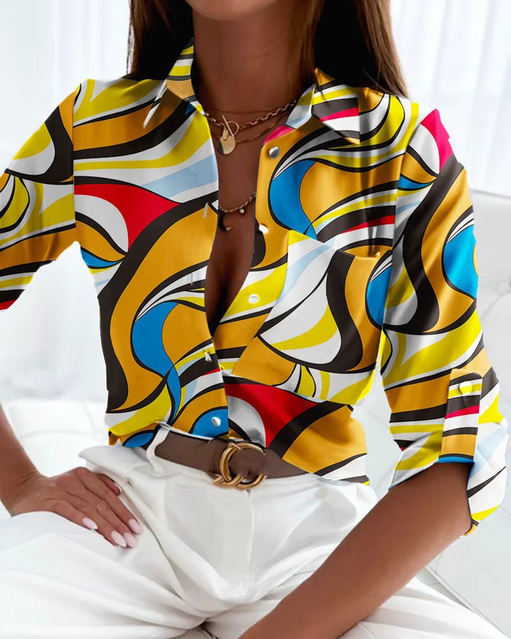 Tammy™ | Retro Chic Patterned Blouse