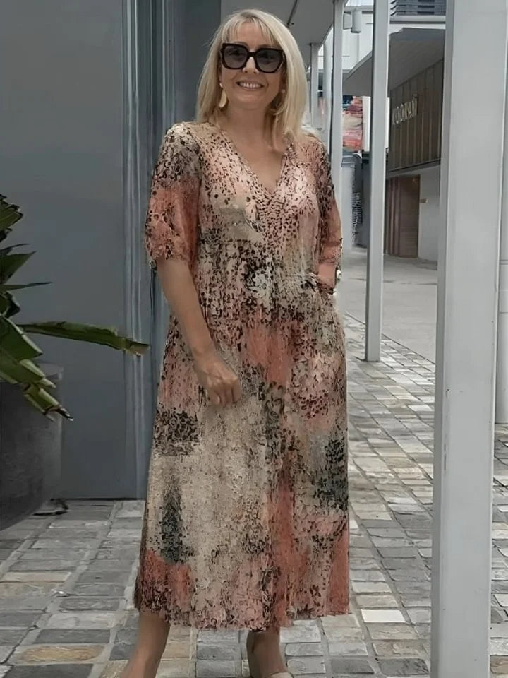 Emelith - Leopard Lace V-Neck Summer Dress
