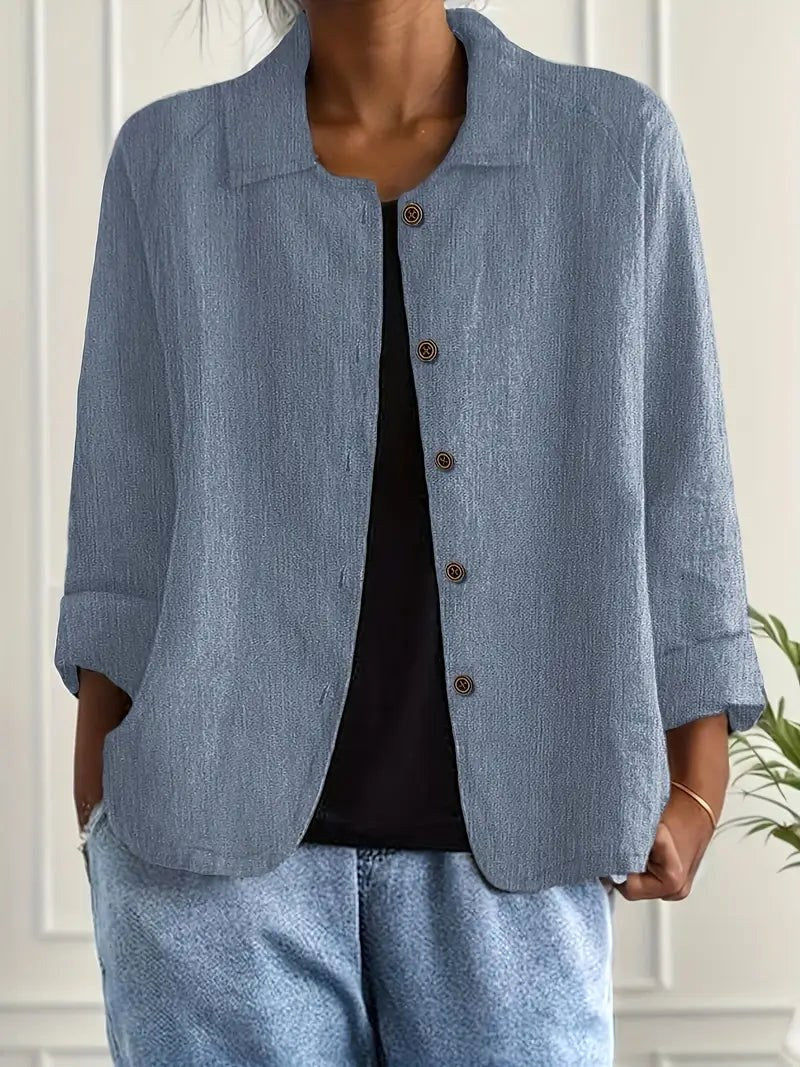 Everly | Relaxed Crinkled Button-Front Blouse