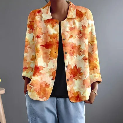 Laurentine | Watercolour Leaf Print Relaxed Blouse