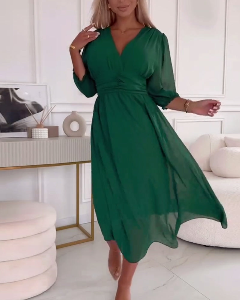 Elodie - Elegant Waist-Cinch Midi Dress