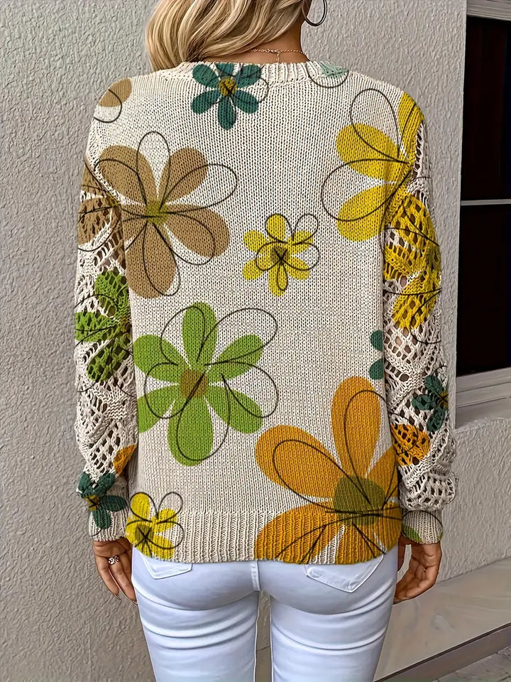 Marzena | Elegant Long Sleeve Sweater With Floral Print
