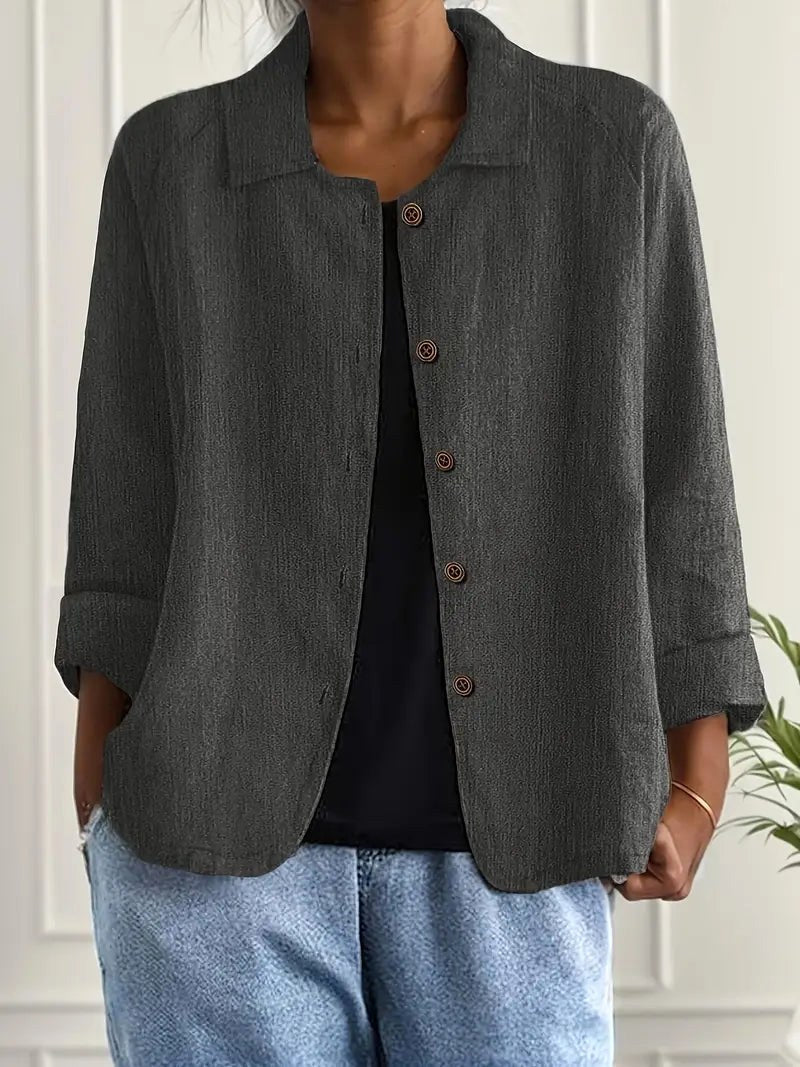 Zelina | Crinkle Weave Button-Through Blouse