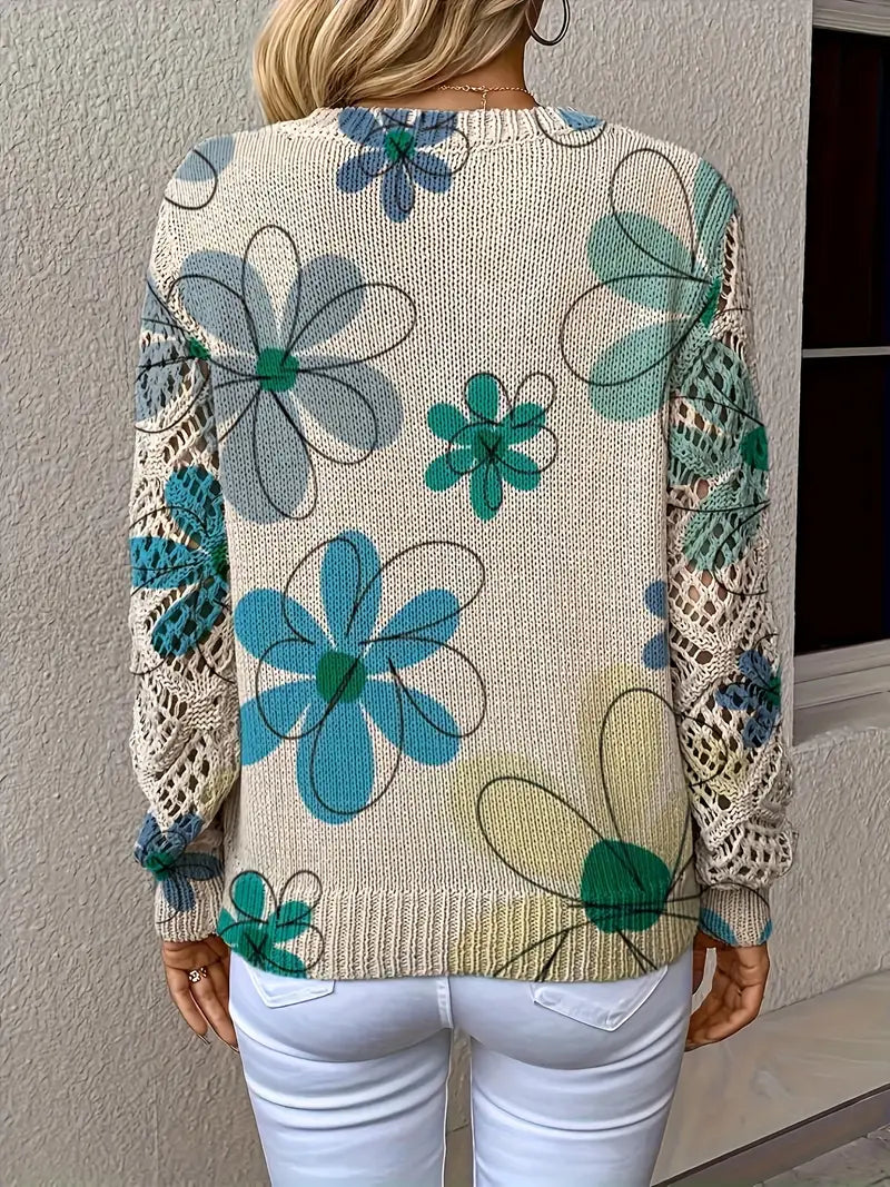 Marzena | Elegant Long Sleeve Sweater With Floral Print
