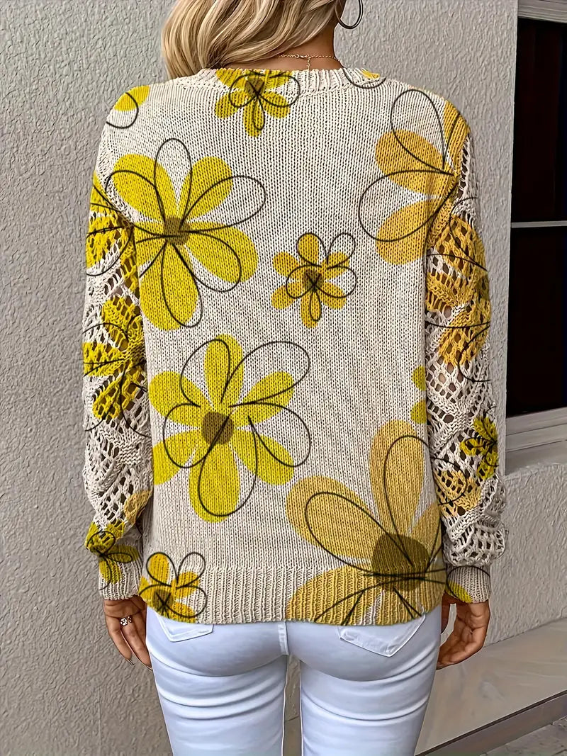 Marzena | Elegant Long Sleeve Sweater With Floral Print