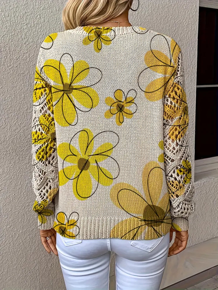 Marzena | Elegant Long Sleeve Sweater With Floral Print