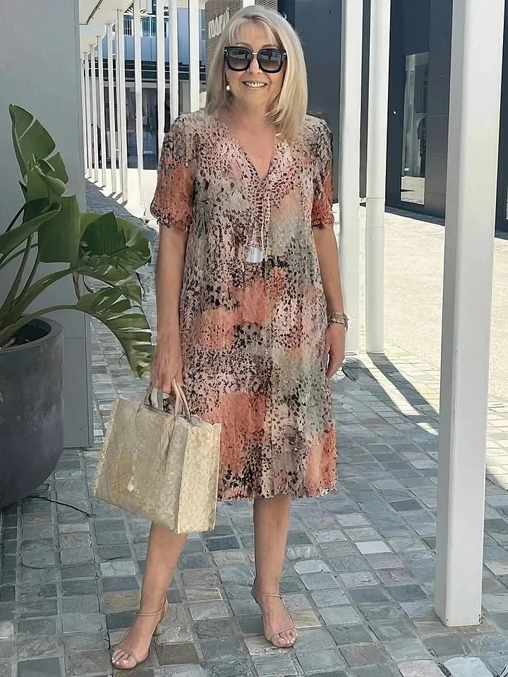 Emelith - Leopard Lace V-Neck Summer Dress